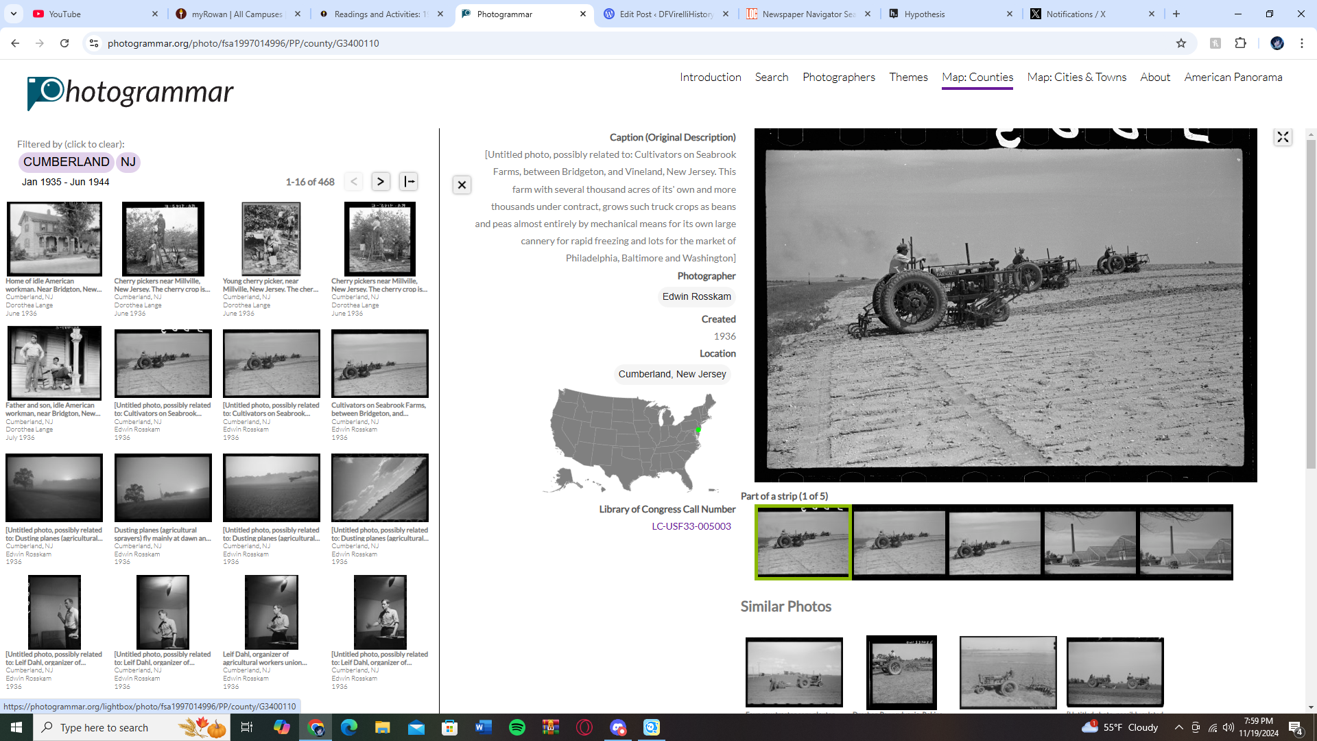 Tractors and farming equipment in Cumberland County New Jersey.